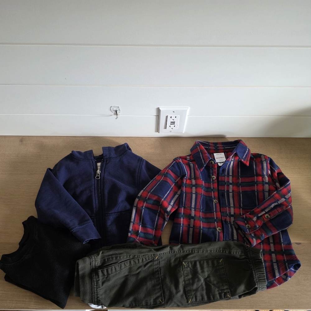 ​Hanna Andersson Toddler Boy 2T Bundle - Cotton Flannel, Hoodie, Canvas Pants